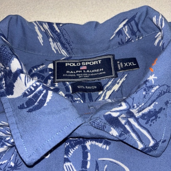 Vintage POLO SPORT‎ Ralph Lauren Paradise Hawaiian Button Down Rayon Shirt XXL - Picture 7 of 10